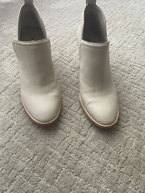 Jeffrey Campbell Cream Leather Slip-On Ankle Booties